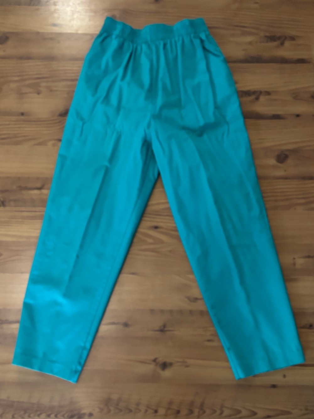 Vintage Sears Teal Elastic Waist Straight Leg Pants Womens Size 16